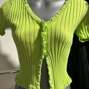 Princess Polly three button top in lime green.